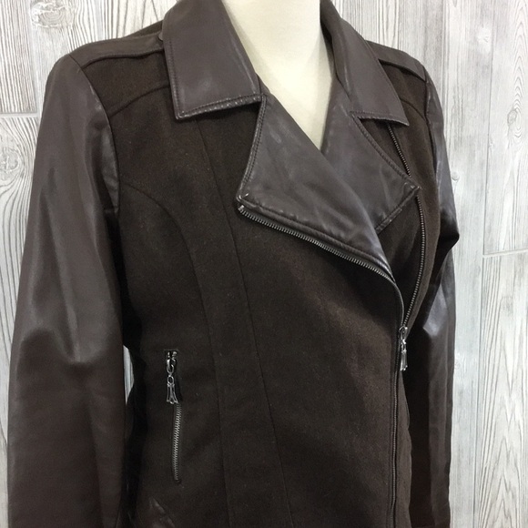 GAZOZ Vintage 80s Faux Leather Moto Style Jacket Large - Picture 3 of 13